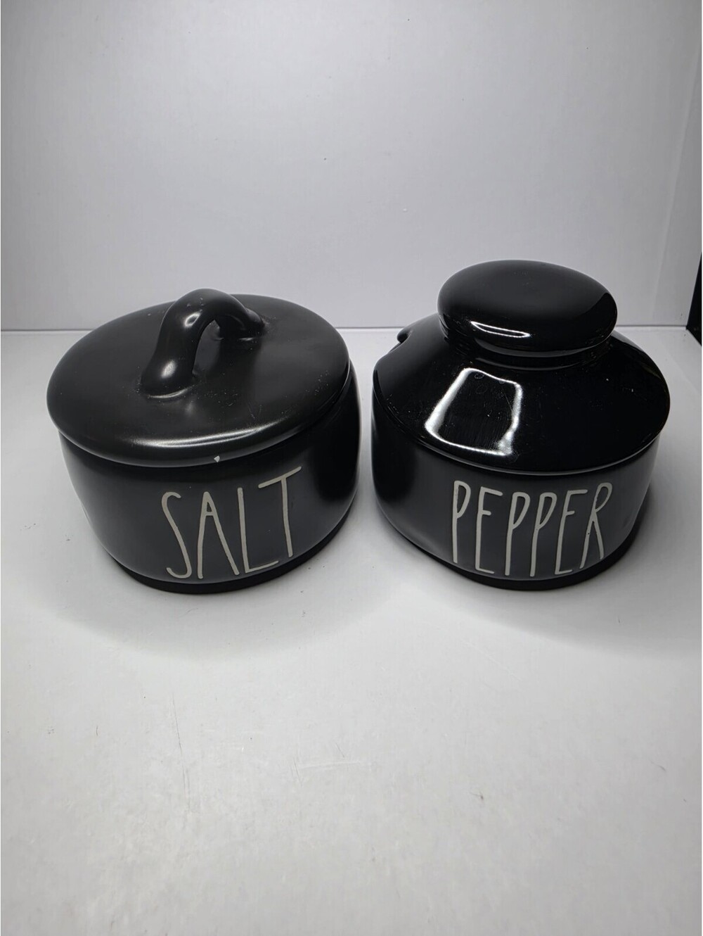Rae Dunn Black Salt & Pepper Stacker Cellar Set by Magenta